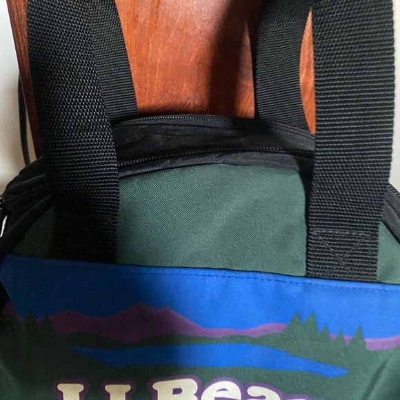 Vintage L.L. Bean Heritage Green Blue Mini Recycled Duffel Mountain Logo 20L Bag - Picture 8 of 15